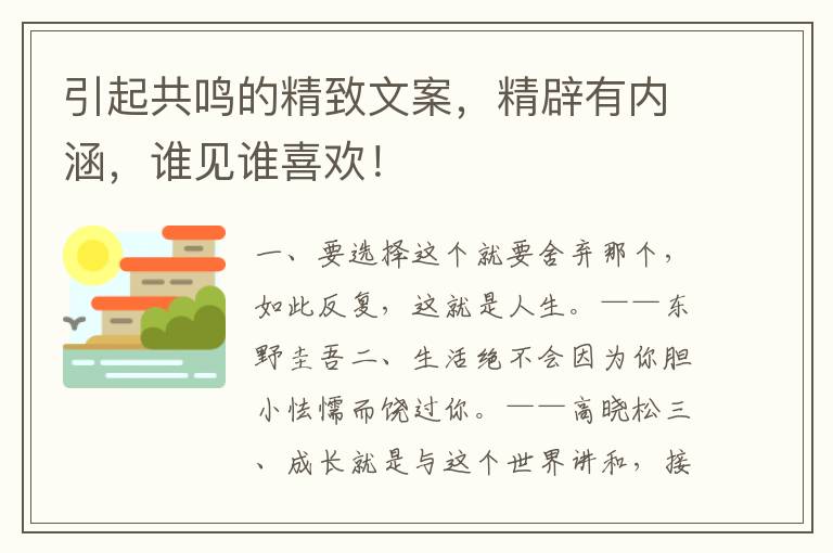 引起共鸣的精致文案，精辟有内涵，谁见谁喜欢！