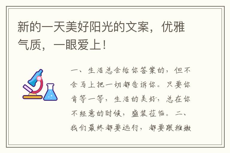 新的一天美好阳光的文案，优雅气质，一眼爱上！